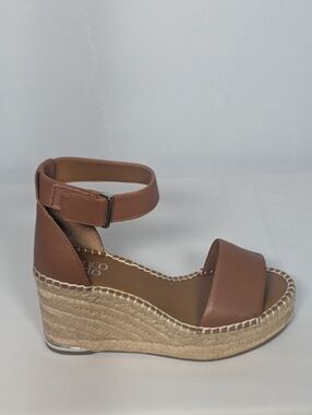 NEW Franco Sarto Womens Clemens Espadrille Wedge Sandal Tan Sz 6.5